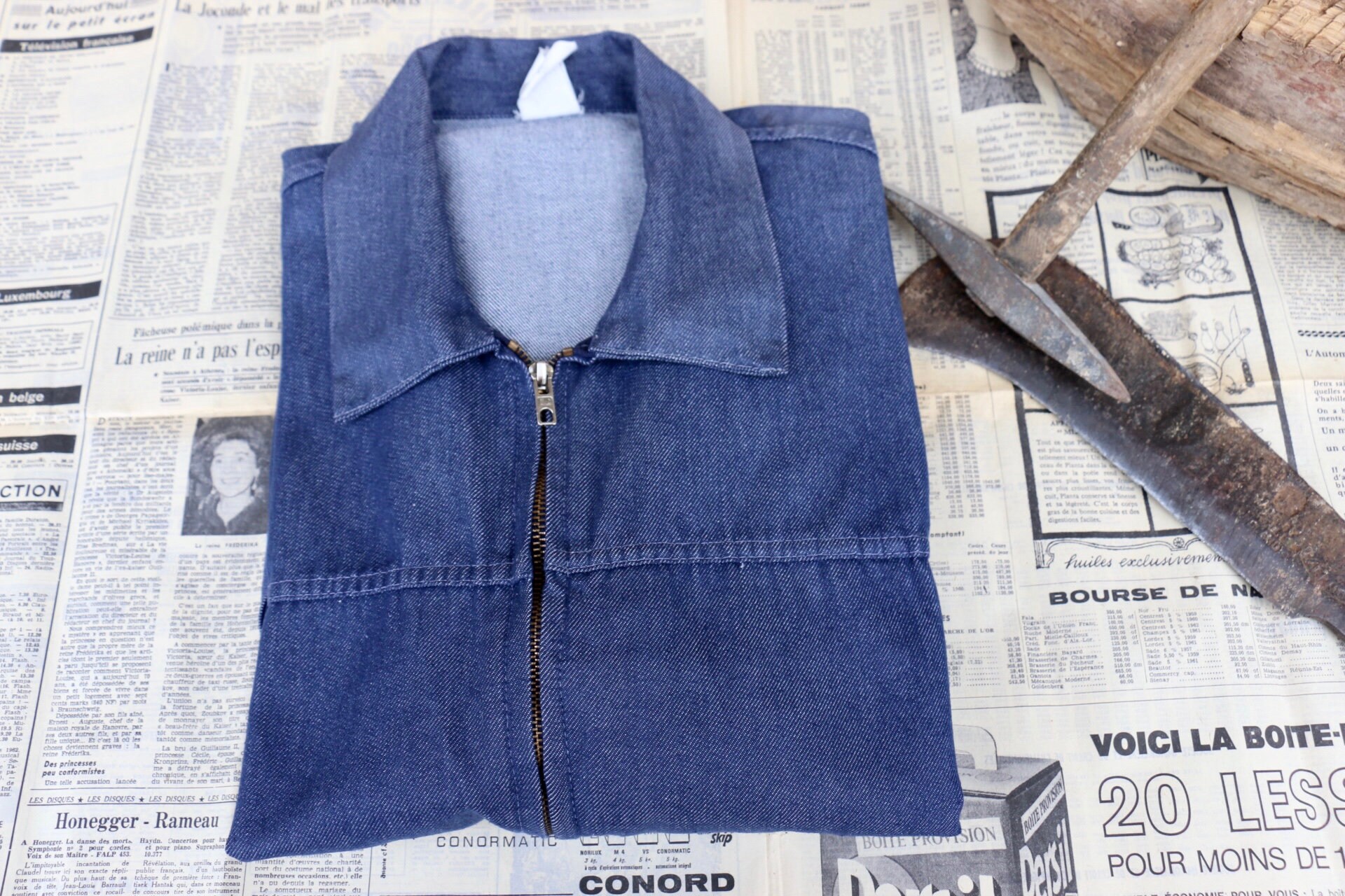 k*u様 40's FRENCH WORK FEDED JACKET 1940s Blue French Work Jacket Cyclist, Size XS/S - Etsy