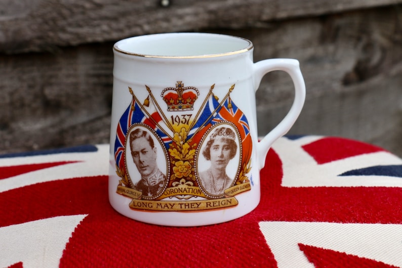 King George V1 and Queen Elizabeth. 1937 Coronation Commemorative china tea mug