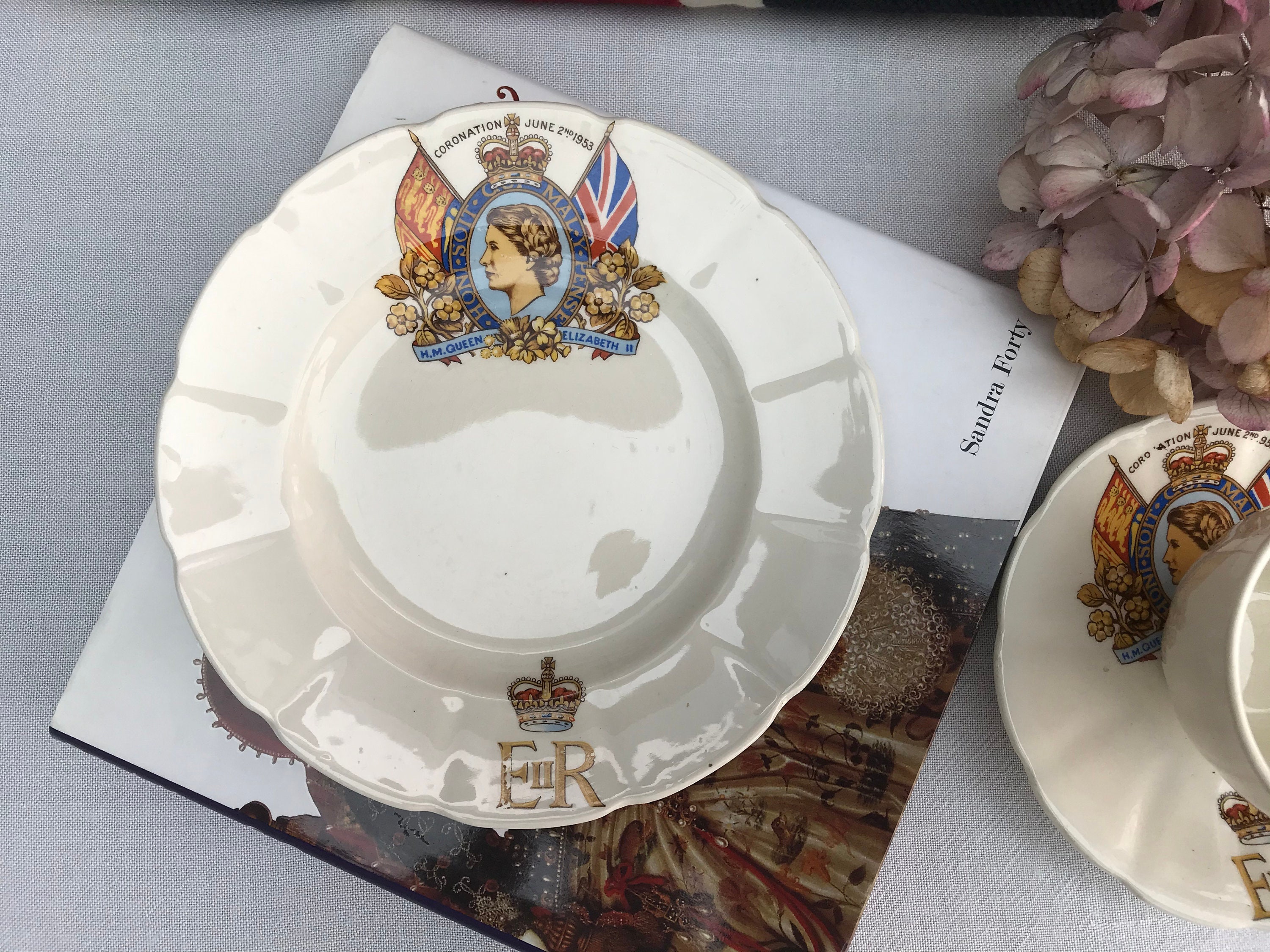 Queen Elizabeth 11 Coronation Bone China Trio. Commemorative Etsy