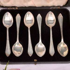 Set di 6 cucchiaini da tè in argento placcato vintage. Shabby Chic vintage