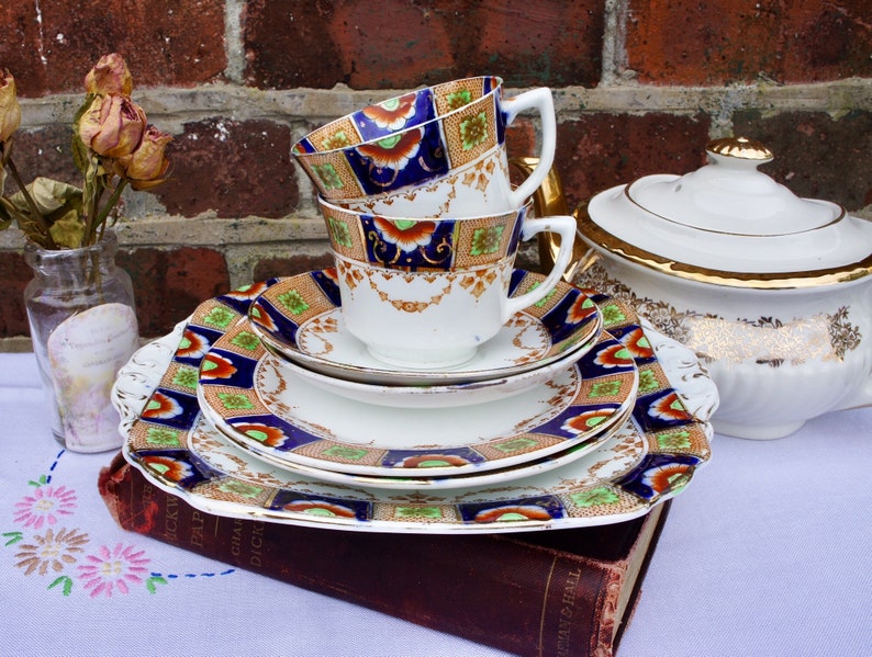 1930/'s Royal Albion China fine bone china sandwich plate Imari         design English Tea Party.
