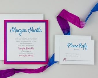 Youthful Script Bat Mitzvah Invitation - DEPOSIT