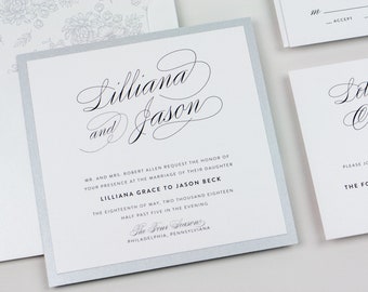 Classic Modern Square Wedding Invitation - DEPOSIT