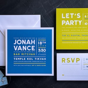 Modern Square Bar Mitzvah Invitation