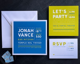 Modern Square Bar Mitzvah Invitation