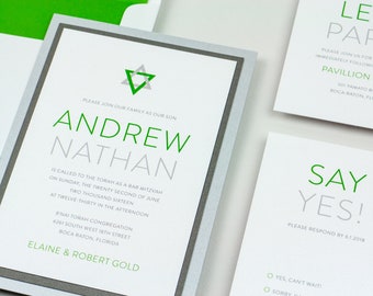 Modern Layered Bar Mitzvah Invitation - DEPOSIT