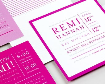 Modern Square Bat Mitzvah Invitation