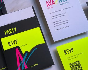 Neon B'nai Pocket Invitation - SAMPLE