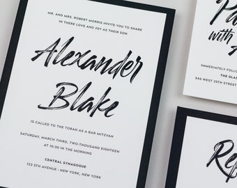 Black and White Bar Mitzvah Invitation - DEPOSIT