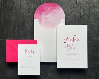 Bat Mitzvah Invitation with custom arch envelope - DEPOSIT