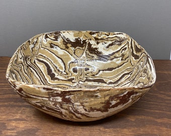 Brown, Beige, and White Large Nerikomi Bowl