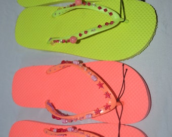 beaded flip flops women's