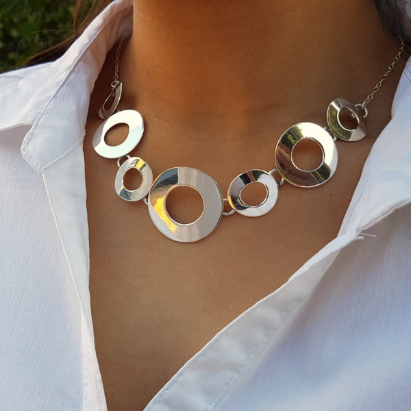 Aussage Silber Halskette, Statement-Kette, Silber Halskette, Sterling Silber Halskette, massive Halskette Aussage, massive Silber Halskette