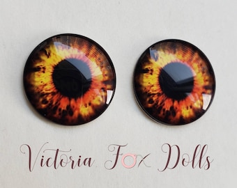 Blythe Doll Eyechips, Custom Blythe, 14mm Realistic Eye Chips, OOAK Art Doll, Red Eyes, Furby Eyechips, Furby, Custom Furby, Furby Faceplate
