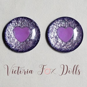 BJD Eyes, Blythe Doll Eye Chips, Heart Pupil Eyechips, Pullip Doll Eyechips, Purple Eyechips, Furby Eyechips, 13mm, 14mm, 15mm, 18mm, 20mm