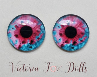 Blythe Eye Chips, Custom Blythe Eye Chips, Realistic Doll Eyes, Blythe Eyes, Blythe Custom, Furby, Spooky Eye Chips, Blue, Pink, Art Doll