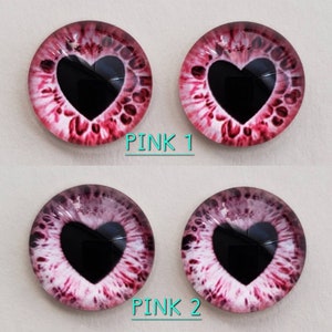 Pullip Eyechips, Furby Eyechips, Furby Baby, 12mm Eye Chips, BJD Eyechips, Custom Pullip, Custom Furby, Heart Eyechips, Pink Eyechips, Furby