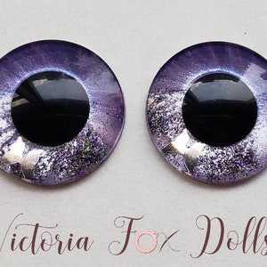BJD Eyes Neo Blythe Doll Custom Eye Chips Silver Glitter Butterfly Metallic Paints Purple Handpainted Eyechips 14mm 13mm 12mm