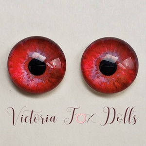 12mm Eyechips, BJD Eye Chips, Realistic Eye Chips, Pullip Eye Chips, OOAK Pullip Doll, Glass Eyechips, Red Eyes, Furby Baby, Furby Eyechips