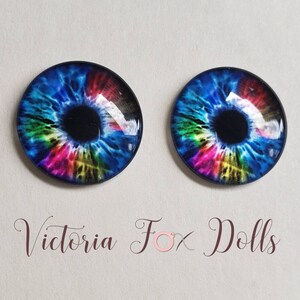 BJD Eyes, Pullip Doll Eye Chips, Blythe Doll Eye Chips, Green, Blue, Pink, Rainbow Eyechips, Fantasy Eyechips, Furby, Furby Baby, 12mm, 14mm