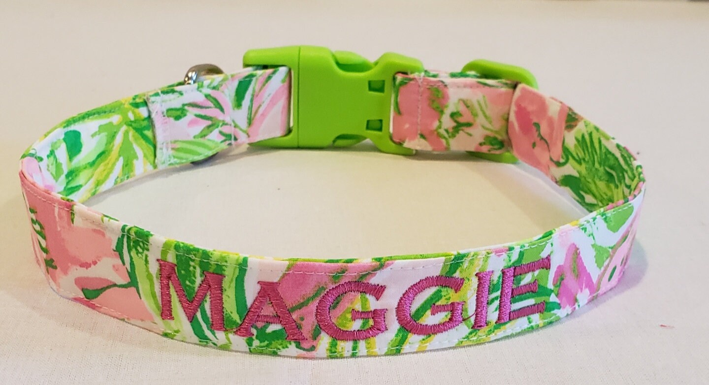 Monogrammed Dog Collar in Lilly Pulitzer fabric Etsy