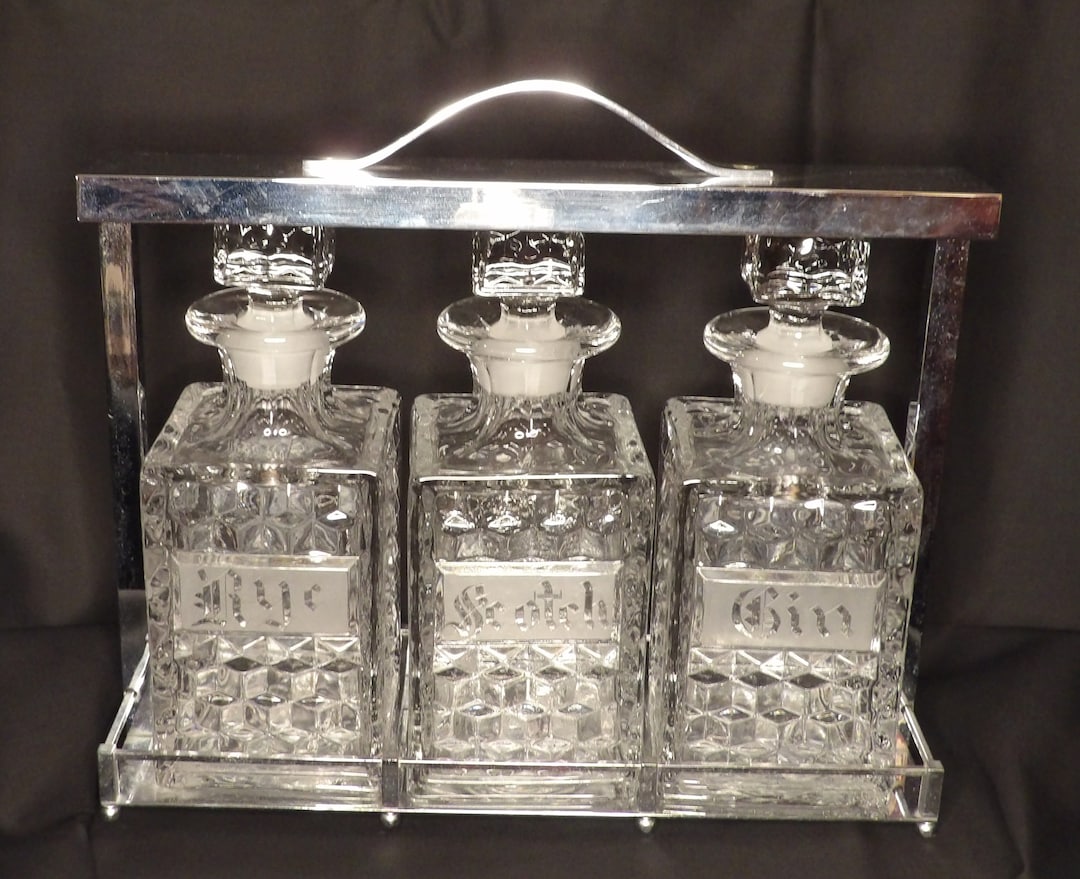 RARE Fostoria American 3 Piece Decanter Set With Tantalus Server Etsy