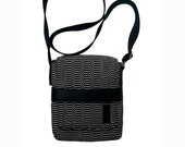 Rectangular crossbody bag "Bisaccia" handmade in traditional Sardinian cotton for work and travel.