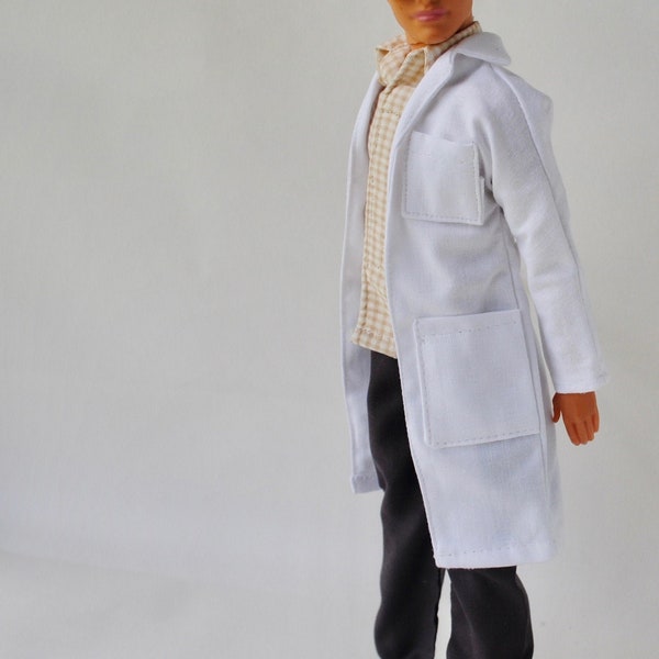 11.5" White lab coat medical science professional jacket handmade fashion doll clothes #96