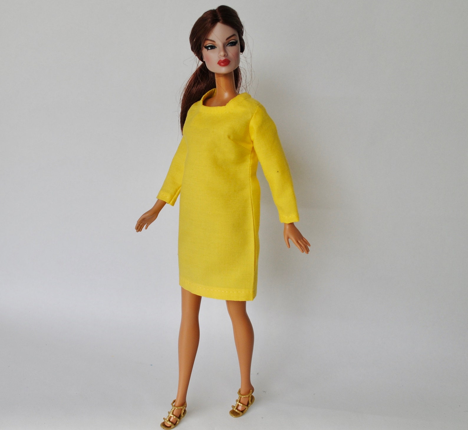 Barbie yellow dress long sleeve fresh crisp look handmade doll | Etsy