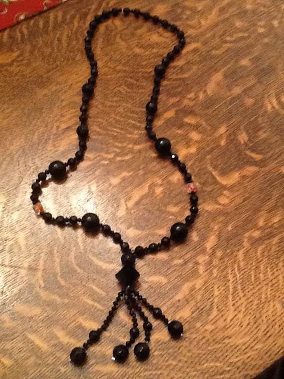 Black Jet Lariat Necklace