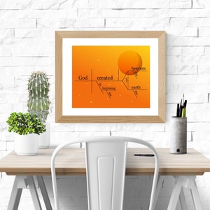 Genesis Sentence Diagram Printable, grammar art, Bible quote, scripture quote, grammar nerd art, Bible nerd art