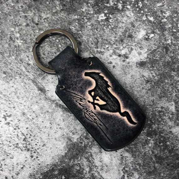Mustang keychain in BlackMustang leather keychain Horse Etsy