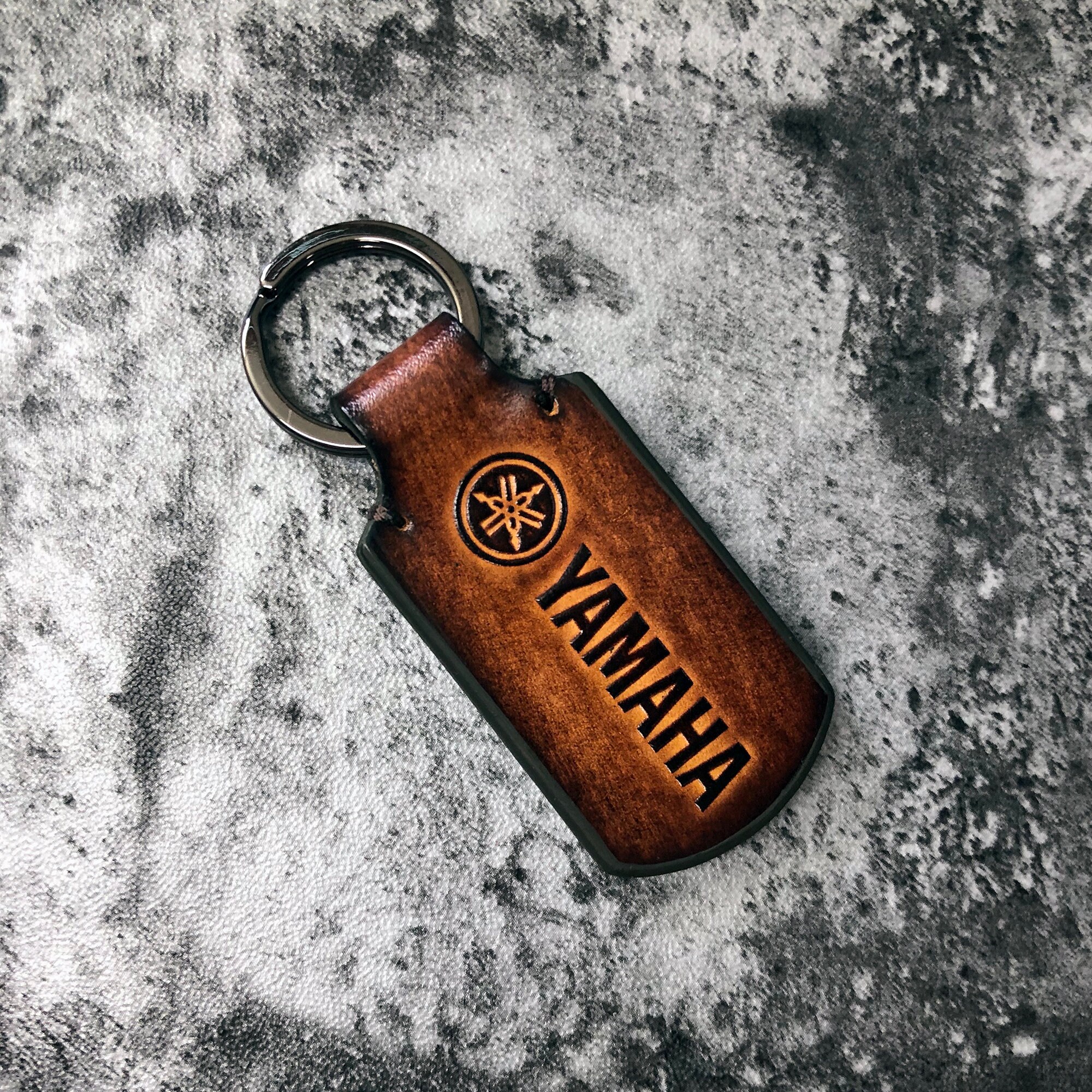 Yamaha keychain Yamaha leather keychain Yamaha motocycle Etsy