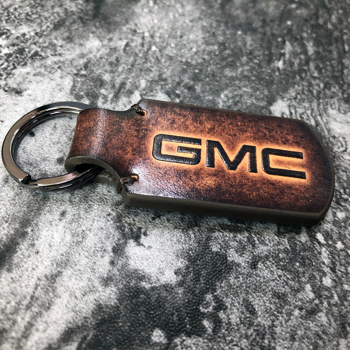 Embossed GMC logo_brown GMC leather keychain can be Etsy