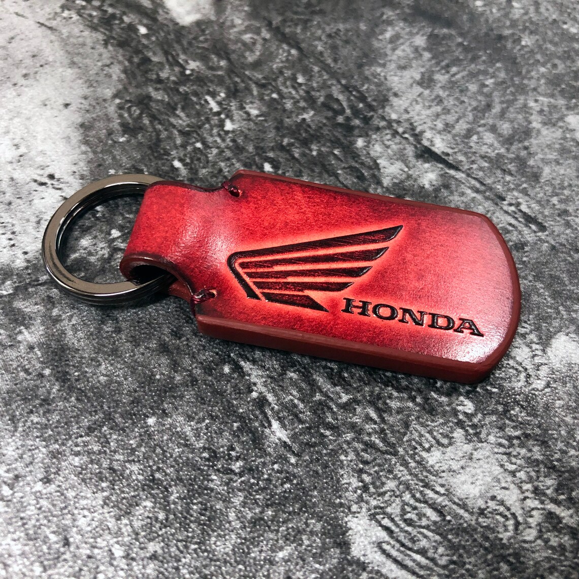 Honda keychain Red Honda leather keyring Honda motocycle Etsy