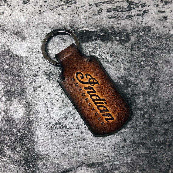 Embossed INDIAN motorcycle logo INDIAN leather keychain can Etsy