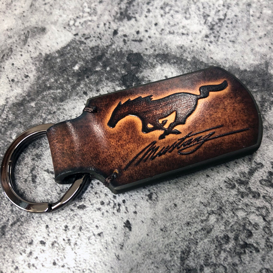 Mustang keychain Ford mustang leather keychain mustang Etsy