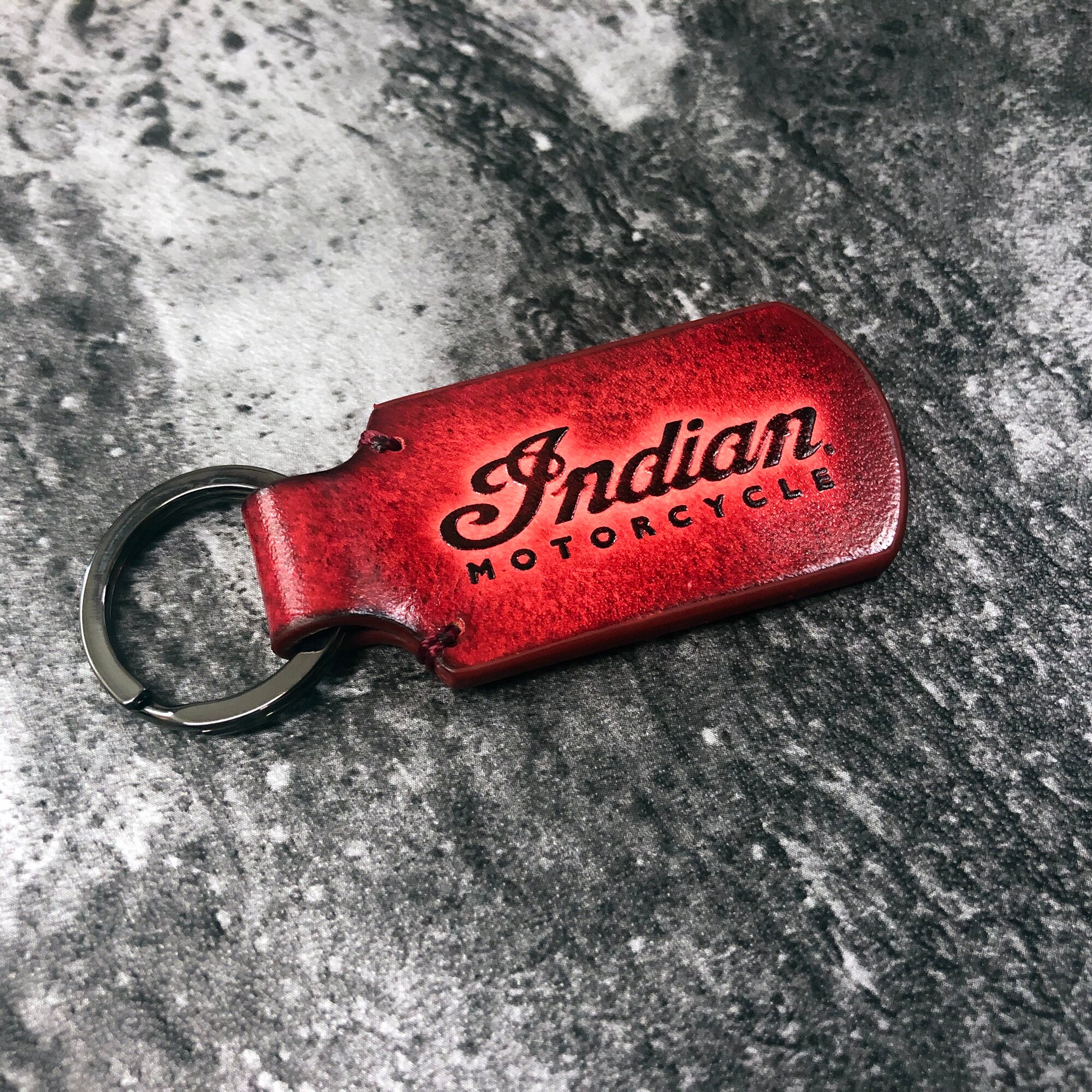 Indian leathe keychain in Red Embossed INDIAN motorcycle Etsy