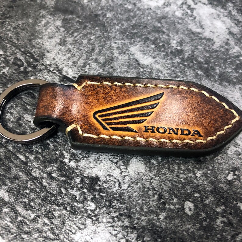 Honda leather keychain honda keychain motorcycle Etsy