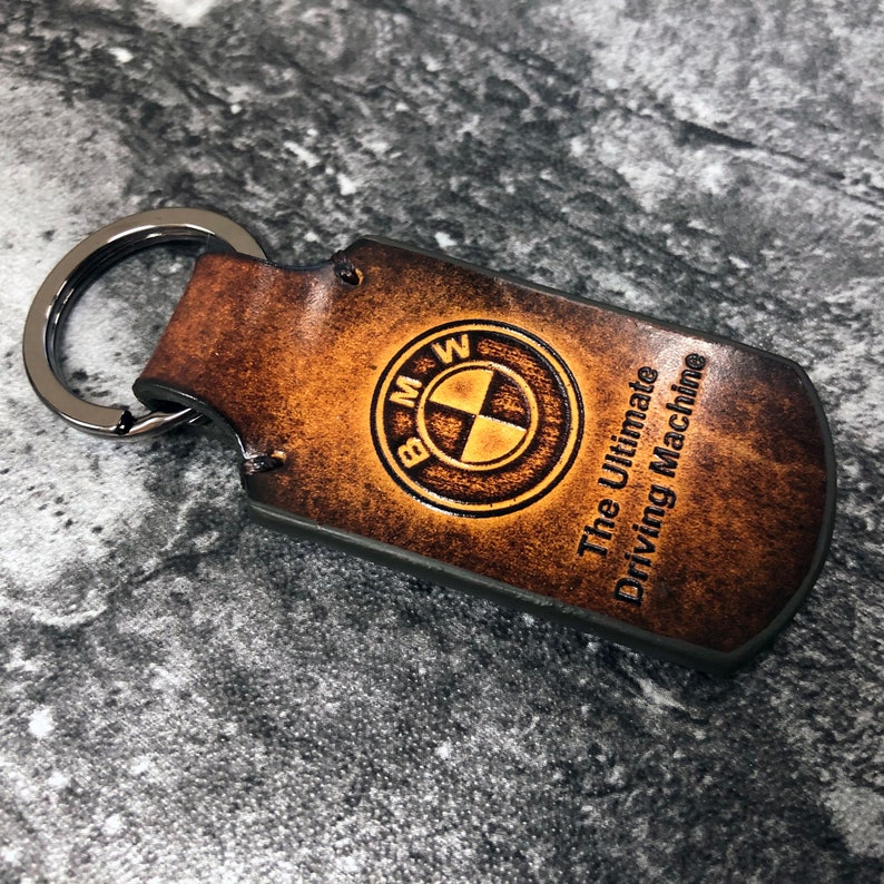 BMW car keychain BMW leather keychain BMW keyring Vertical Etsy
