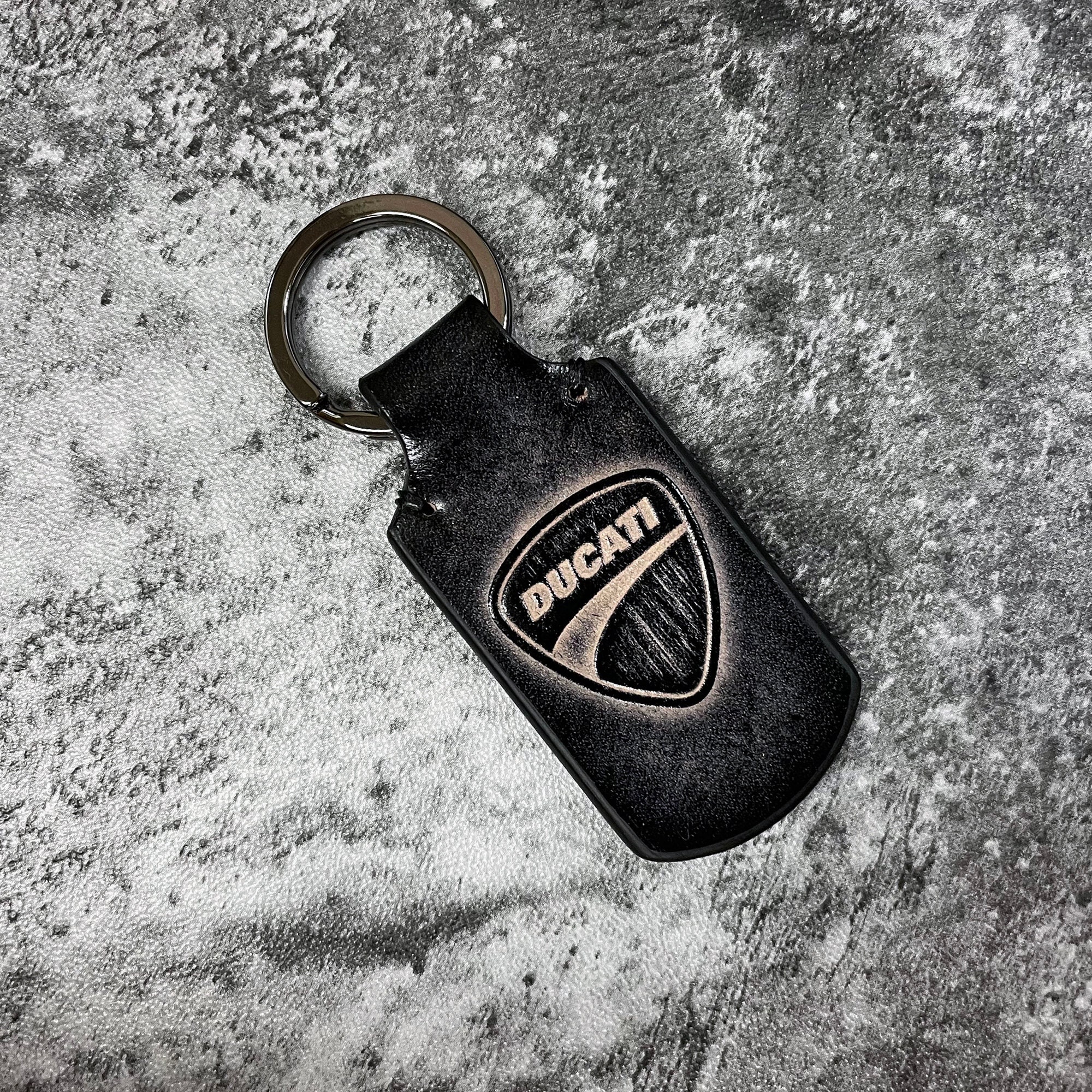 Ducati keychain in vintage Black Ducati leather keychain Etsy