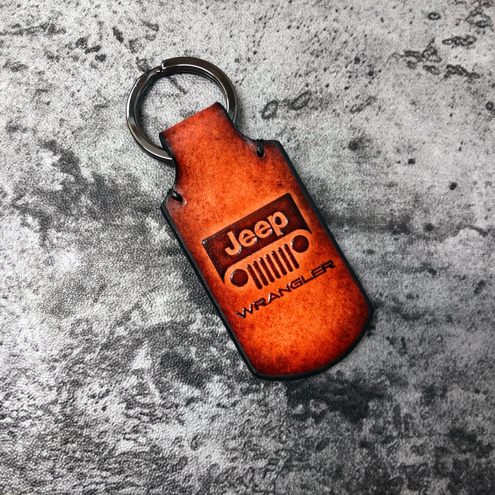 Jeep wrangler leather keychain wrangler keychain Orange. can Etsy