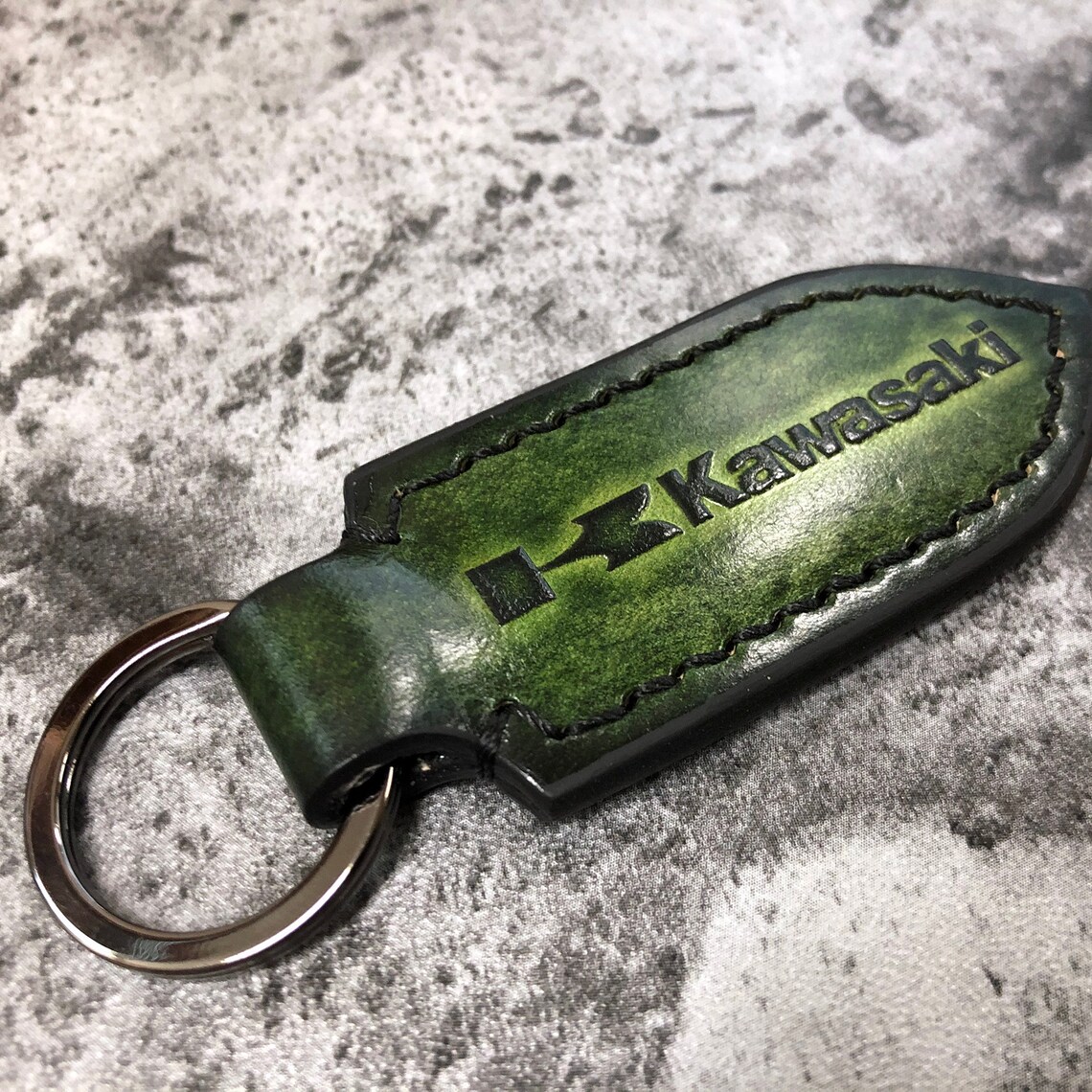 Kawasaki keychiain Kawasaki leather keychain. Kawasaki Etsy