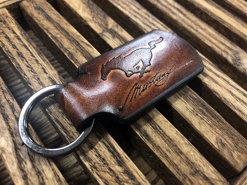 Mustang keychain Ford mustang leather keychain mustang Etsy
