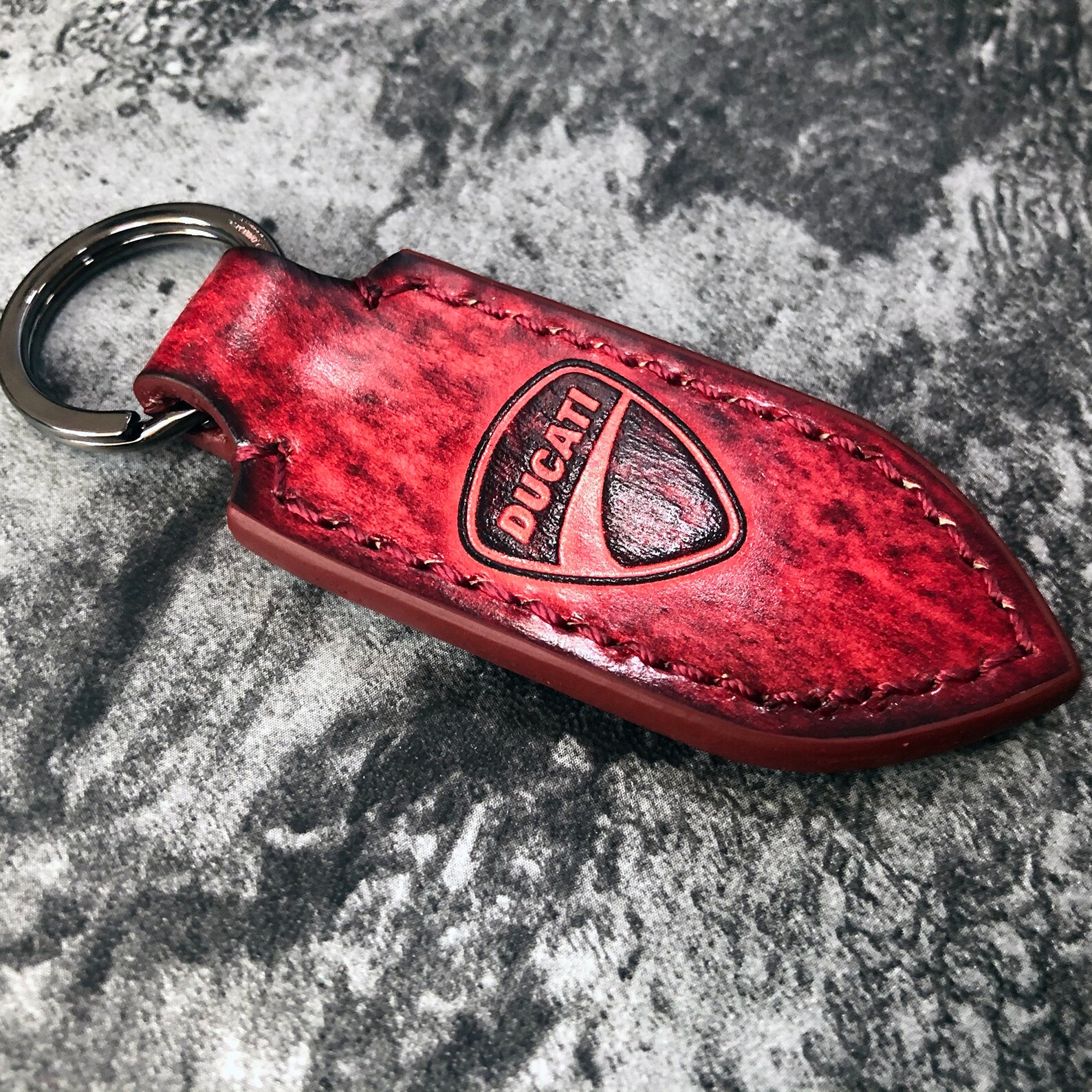 Ducati leather keychain_RED Embossed Ducati symbol for dad Etsy