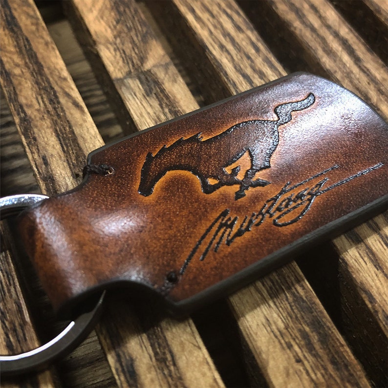 Mustang keychain Ford mustang leather keychain mustang Etsy