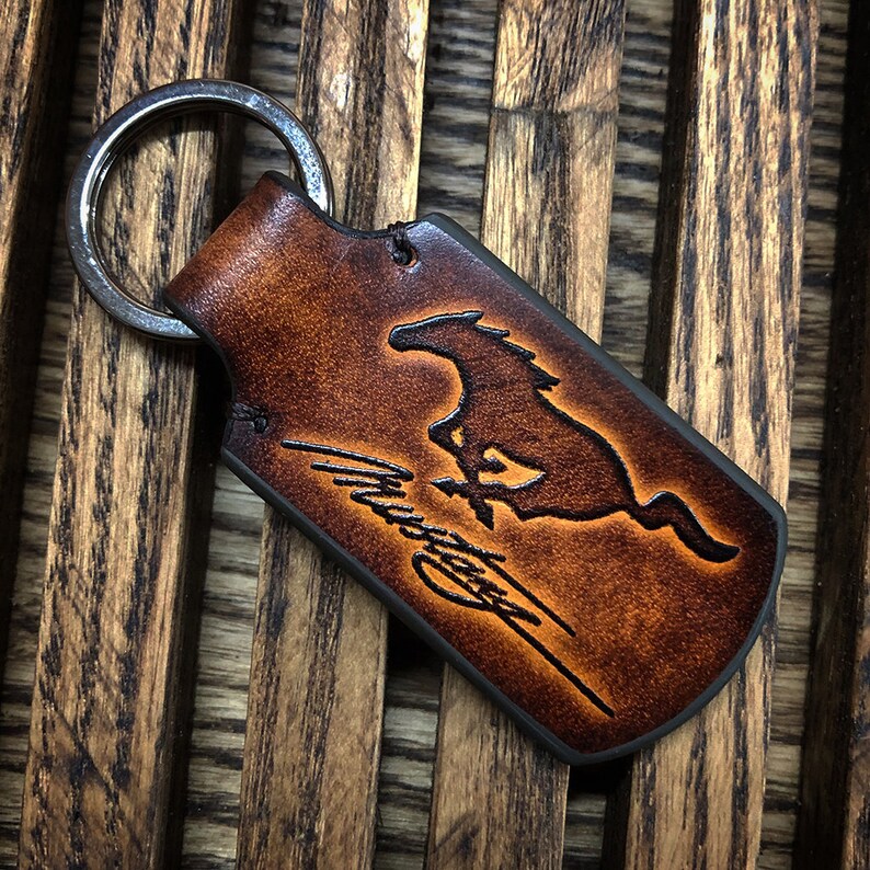 Mustang keychain Ford mustang leather keychain mustang Etsy