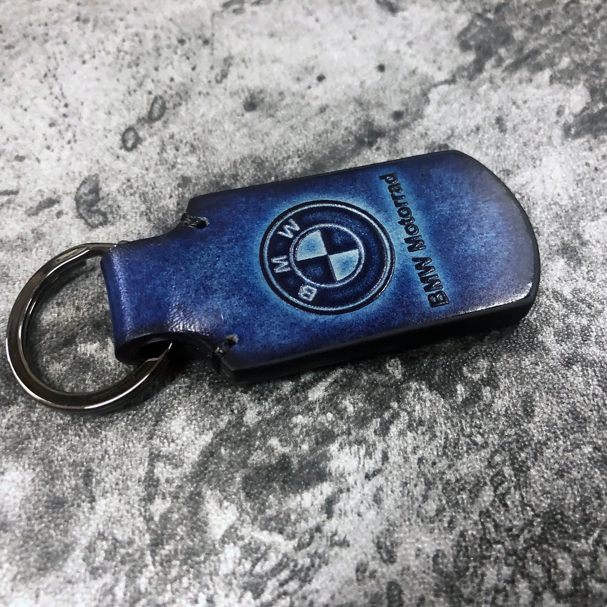 BMW motorcycle vintage leather keychain in dark Blue can be Etsy