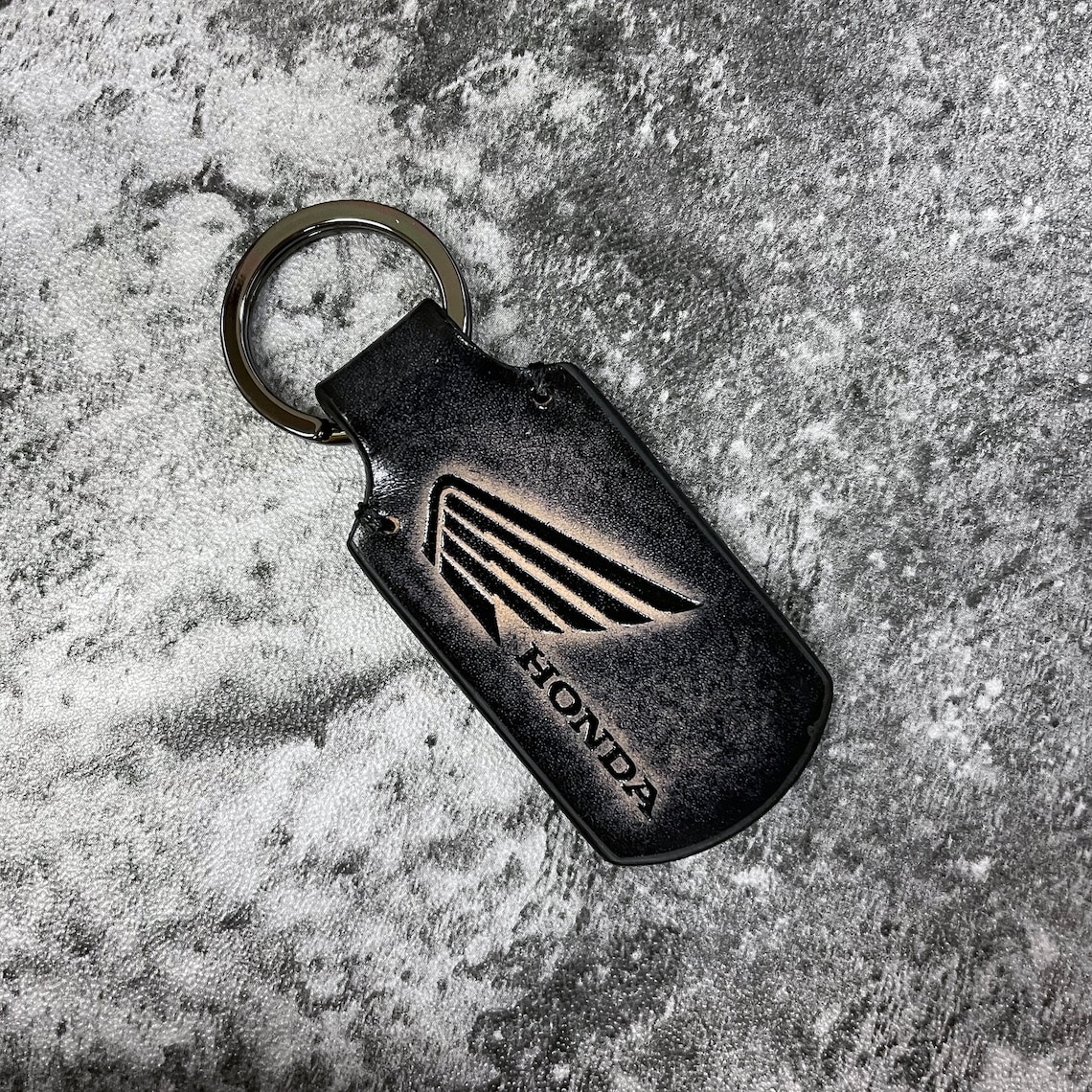 Honda keychain in vintage black Honda leather keychaincan be Etsy