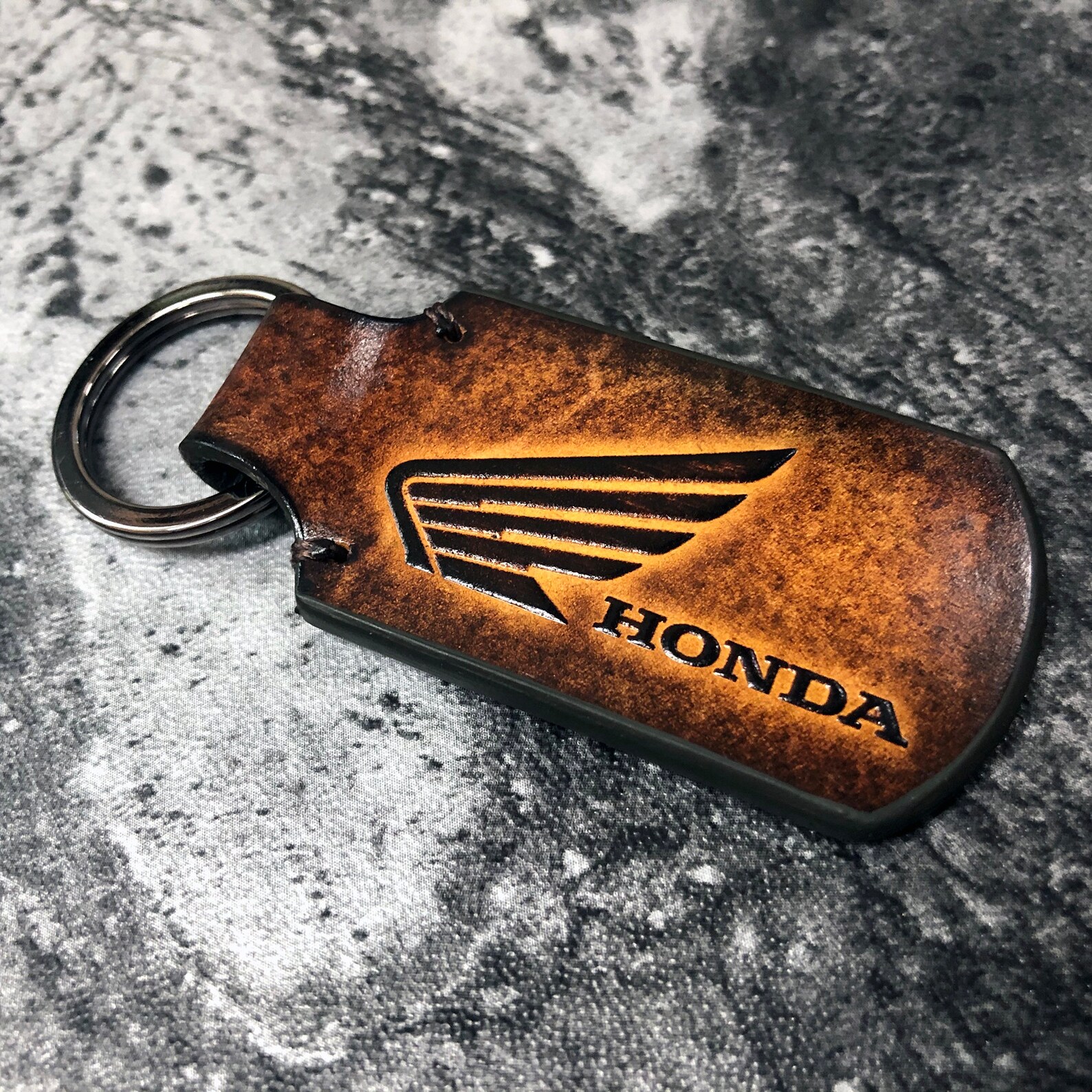 Honda keychain Honda leather keychain Honda motocycle Etsy
